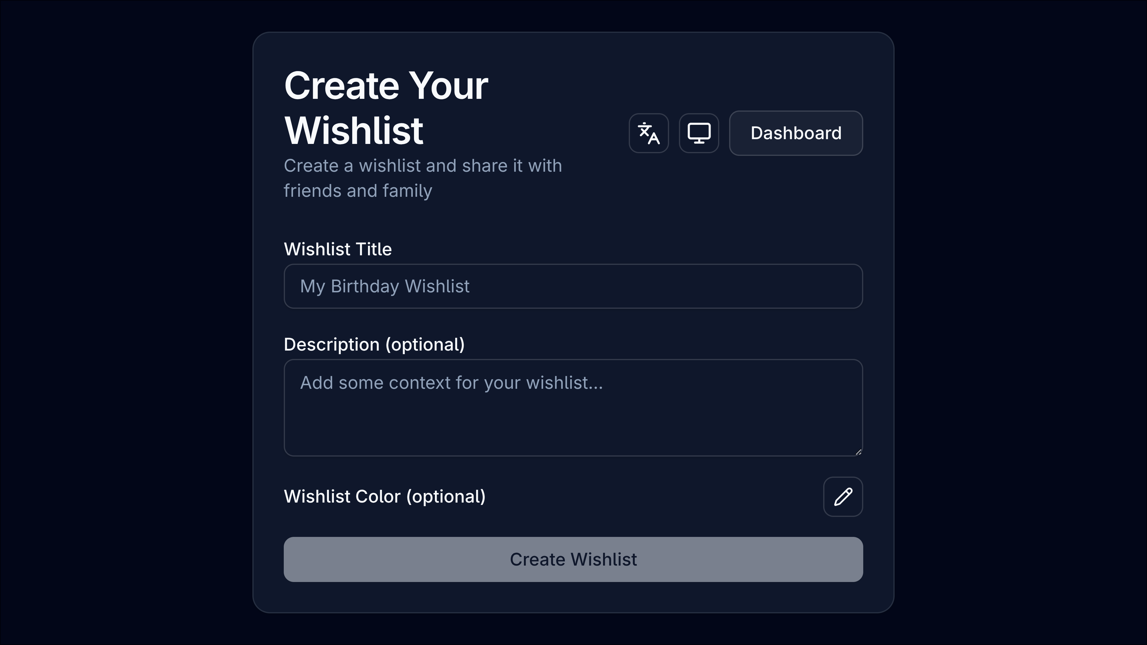 Creating a wishlist